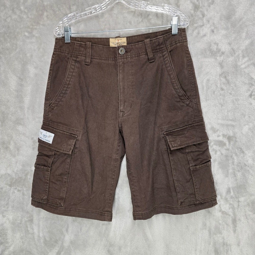JNCO Authentic Cargo Shorts Men30 Coffee Brown Cotton Utility Skate Y2K Gorpcore